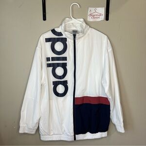 EUC | Adidas | Sports Jacket | White Blue | Single Pocket & Hoodless | L